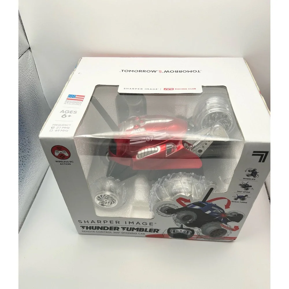 Sharper Image Thunder Tumbler RC 360 Spinning Car Red 49MHz Wheelie Stunt Toy